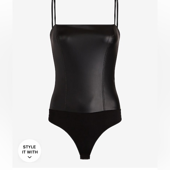 Express Tops Nwt Express Body Contour Faux Leather Cami Bodysuit